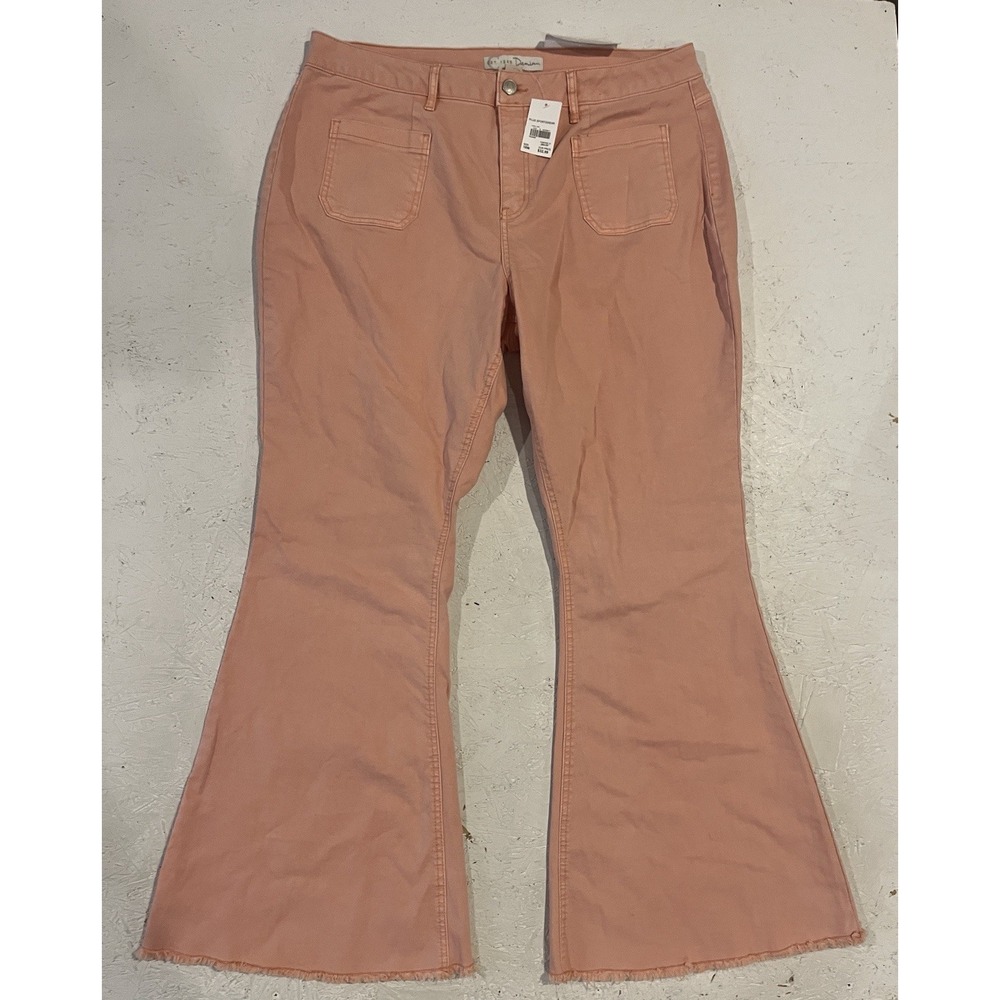 EST 1946‎ Denim Plus Wide Flare Leg Jeans Coral Pink Women's Size 18W
